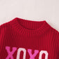Toddler Girl Valentine'S Day Sweater Xoxo Chenille Patch Knit Sweater Chunky Long Sleeve Pullover Fall Winter Tops(Red,2T(80))