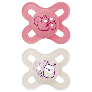 Mam Original Start Newborn Baby Pacifier, Best Pacifier For Breastfed Babies, Sterilizer Case, Girl , 0-3 Months 2 Count (Pack O