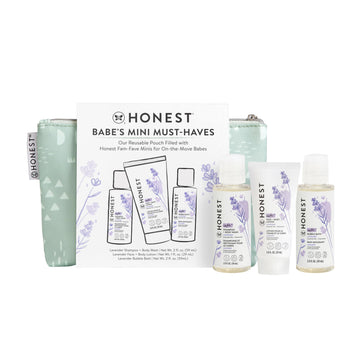 The Honest Company Babe'S Mini Must Haves Gift Set  Travel Size Lavender Shampoo + Body Wash (2 Fl Oz), Face + Body Lotion (1 Fl