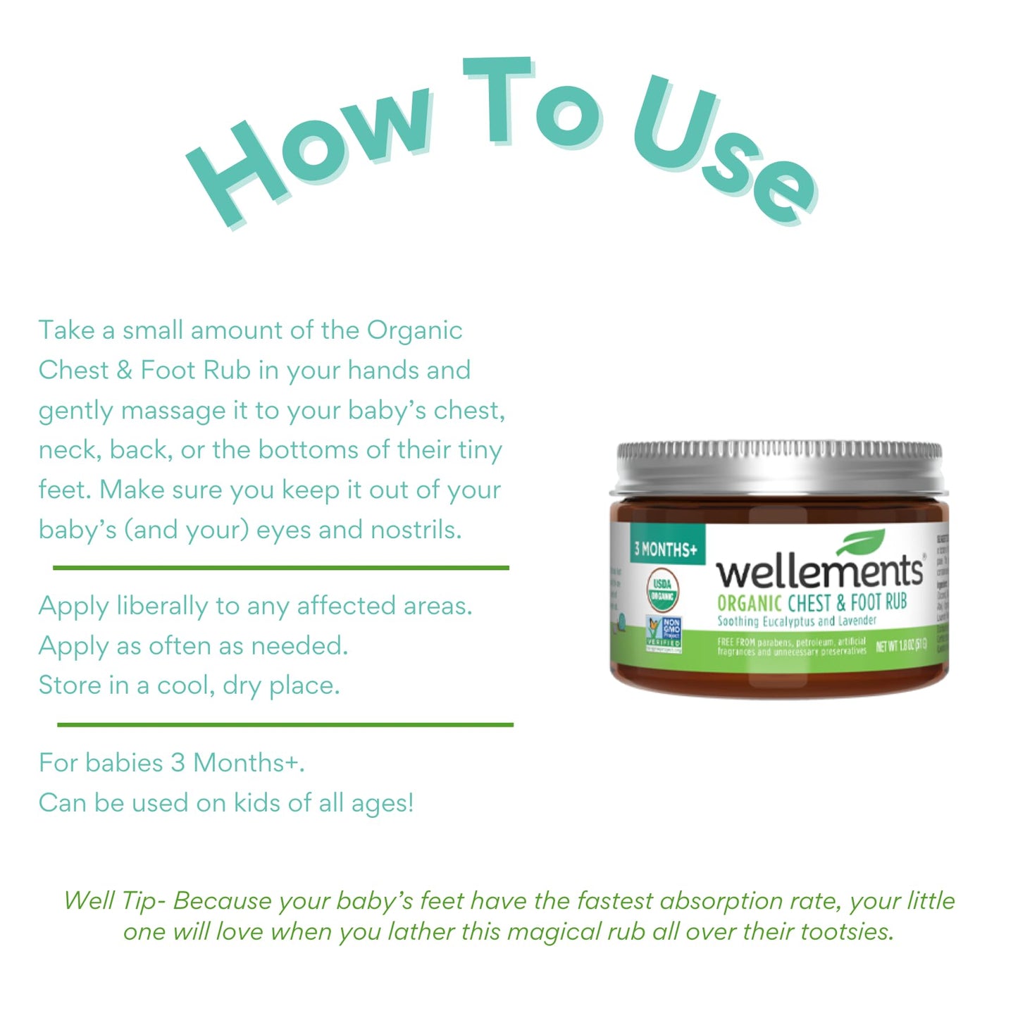Wellements Organic Baby Chest and Foot Rub | Soothes and Comforts with Eucalyptus and Lavender | Certified Organic | Free From P