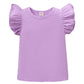 Toddler Baby Girls Ruffle Sleeve Shirt Plain Solid Sleeveless Tshirt Top Blouse Kids Casual Clothes(Purple, 12-18 Months)