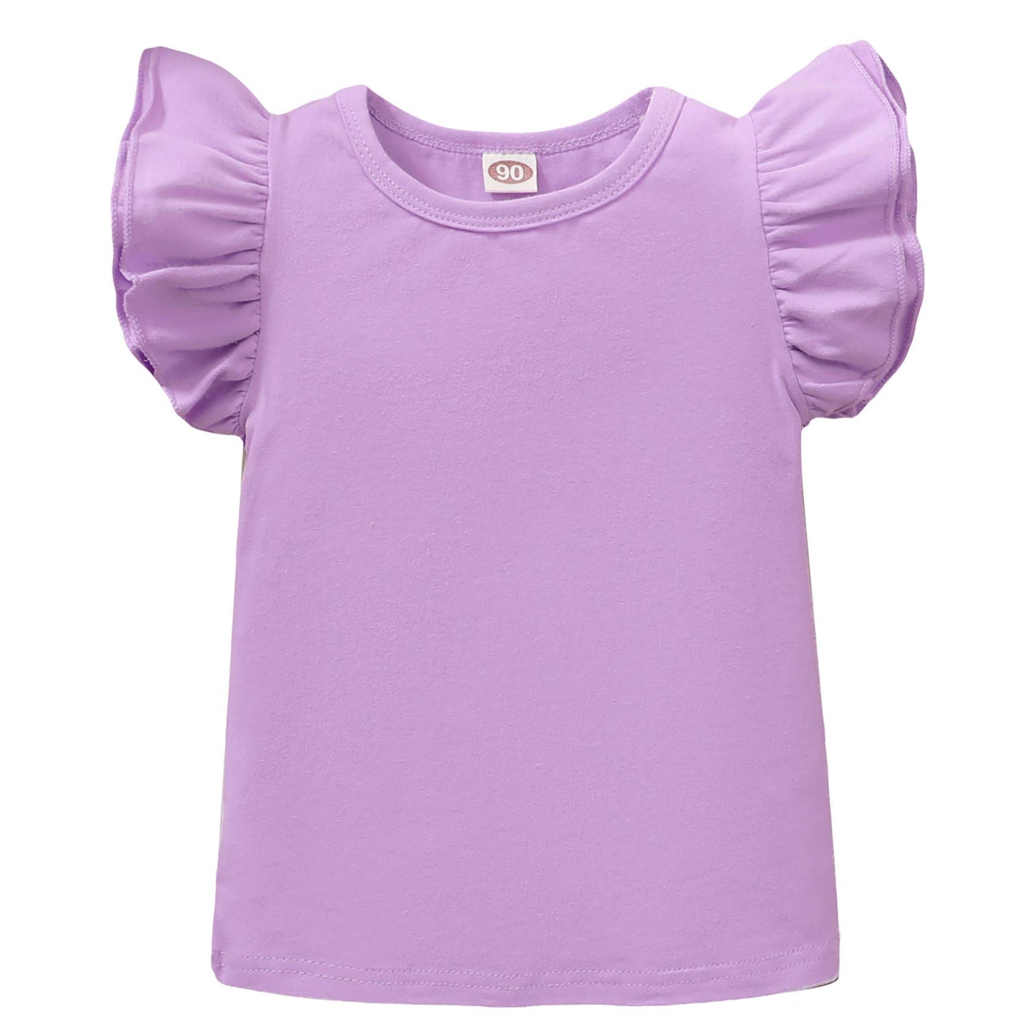 Toddler Baby Girls Ruffle Sleeve Shirt Plain Solid Sleeveless Tshirt Top Blouse Kids Casual Clothes(Purple, 12-18 Months)