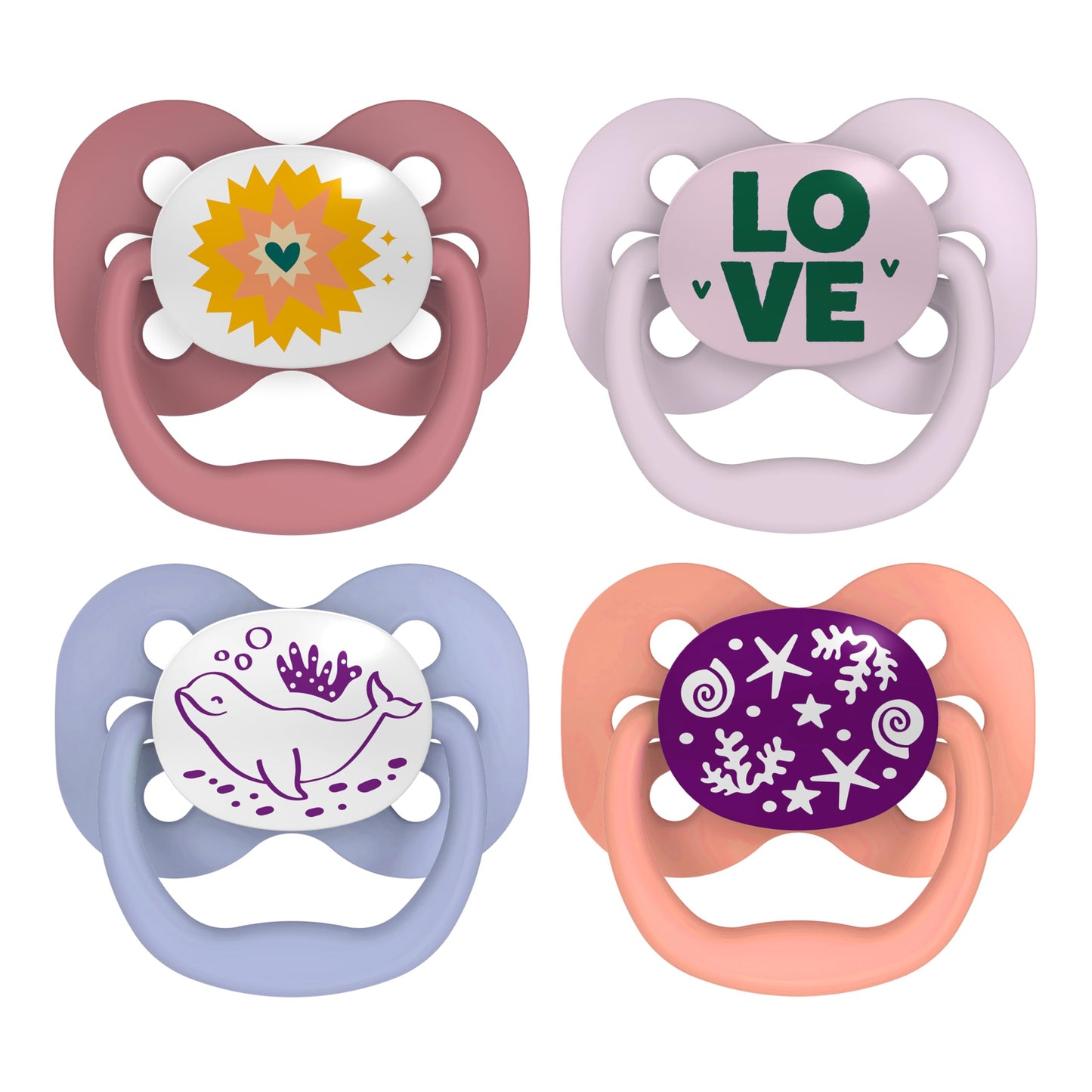 Dr. Brown'S Advantage Glow-In-The-Dark Baby Pacifier, Fully Symmetrical Soother With Soft Silicone Bulb, 0-6M, Bpa Free, Lavende