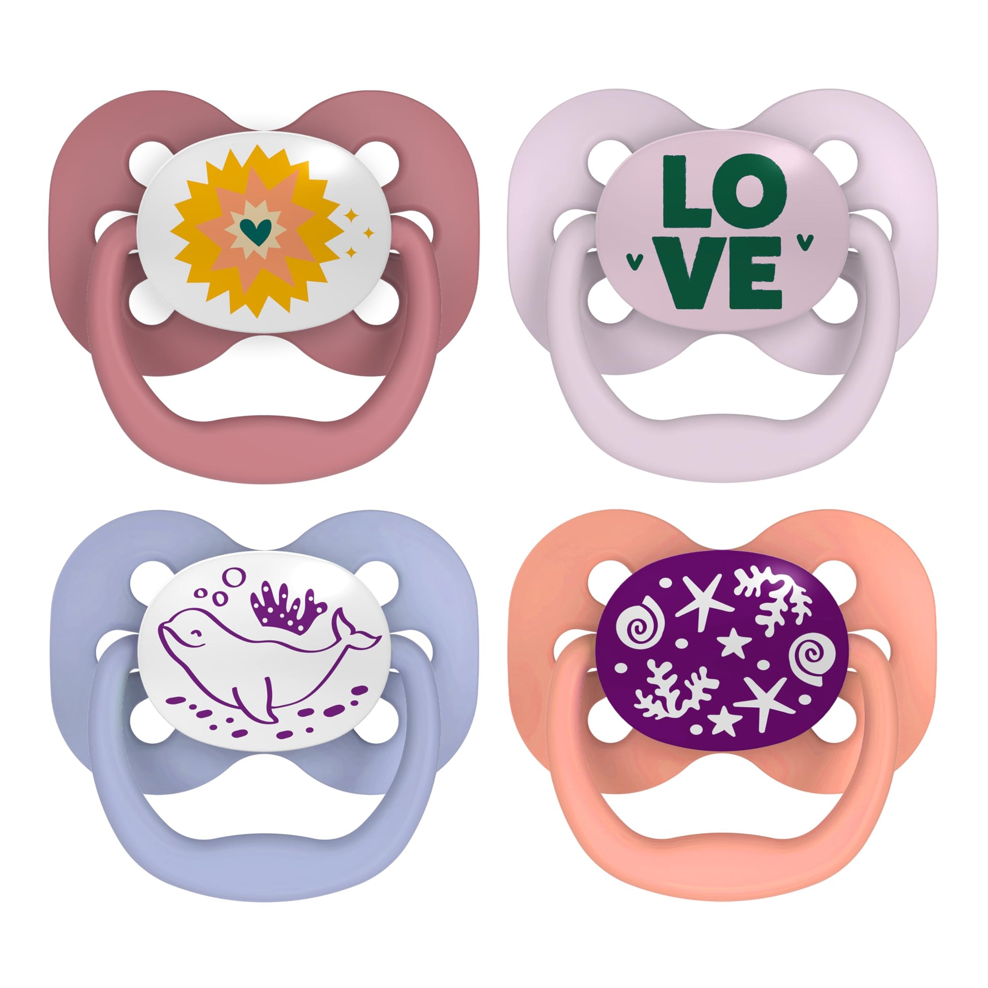 Dr. Brown'S Advantage Glow-In-The-Dark Baby Pacifier, Fully Symmetrical Soother With Soft Silicone Bulb, 0-6M, Bpa Free, Lavende