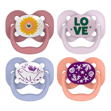 Dr. Brown'S Advantage Glow-In-The-Dark Baby Pacifier, Fully Symmetrical Soother With Soft Silicone Bulb, 0-6M, Bpa Free, Lavende