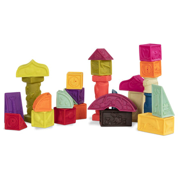 B. toys- B. baby- Elemenosqueeze- Baby Blocks- 26 Soft Sort & Stack Blocks With Alphabet - Architectural Building Blocks - Shape