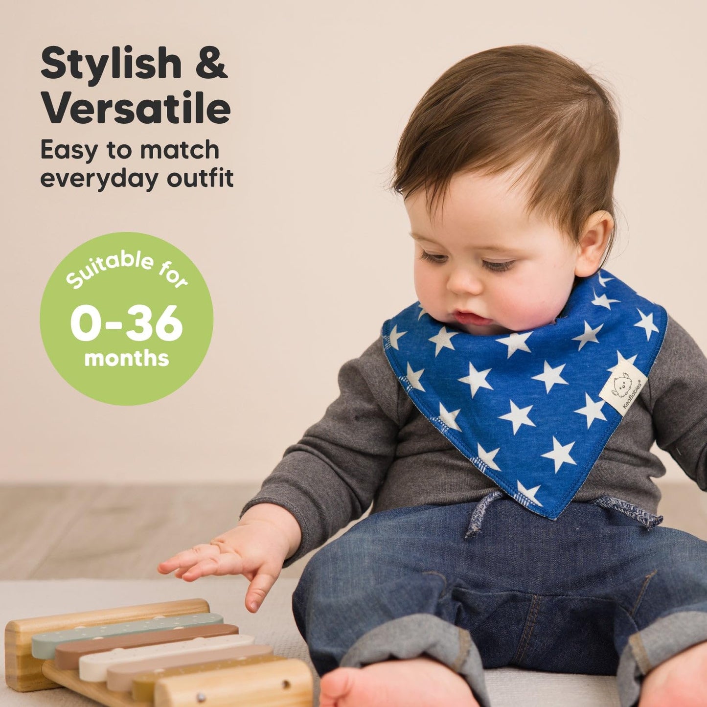 Keababies 8-Pack Organic Baby Bandana Drool Bibs For Boys Girls - Soft Cotton Drooling & Teething Bibs For Infants,Toddlers, Sup
