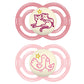 Mam Perfect Night Baby Pacifier, Patented Nipple, Glows In The Dark, 6-16 Months, Girl, 2 Count (Pack Of 1)