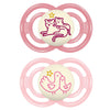 Mam Perfect Night Baby Pacifier, Patented Nipple, Glows In The Dark, 6-16 Months, Girl, 2 Count (Pack Of 1)