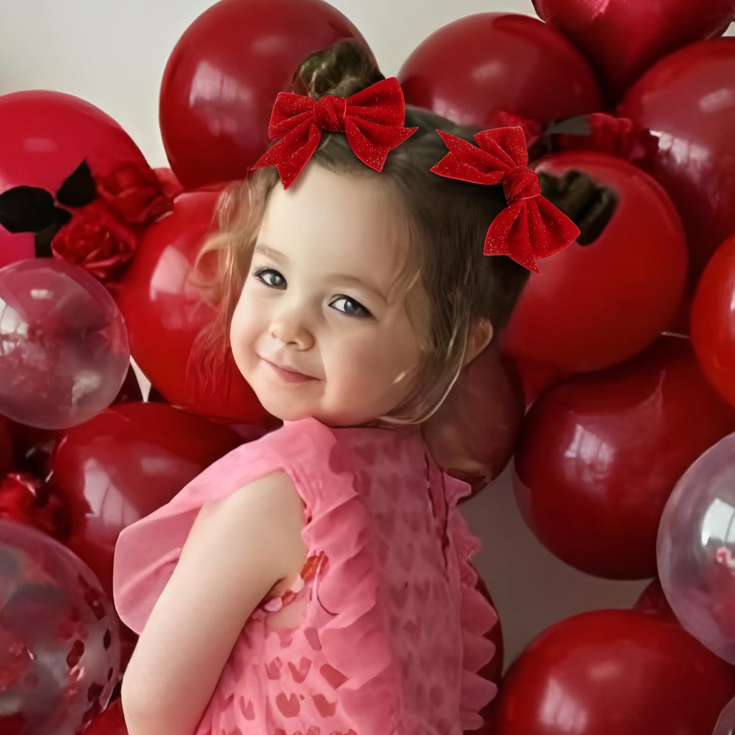 Yanjie Valentines Day Hair Bows Clips Red Hair Clips Valentines Alligator Barrettes Clips Red Velvet Ribbon Hair Accessories Gir