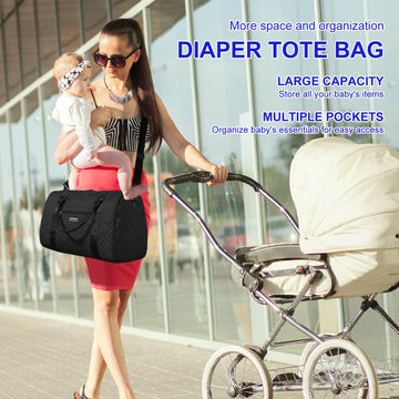 Supromomi Diaper Bag Tote: Large Capacity Mommy Bag, Baby Bag, Weekend Travel Diaper Bags For Boy And Girl, Mom Hospital Bag, Tw