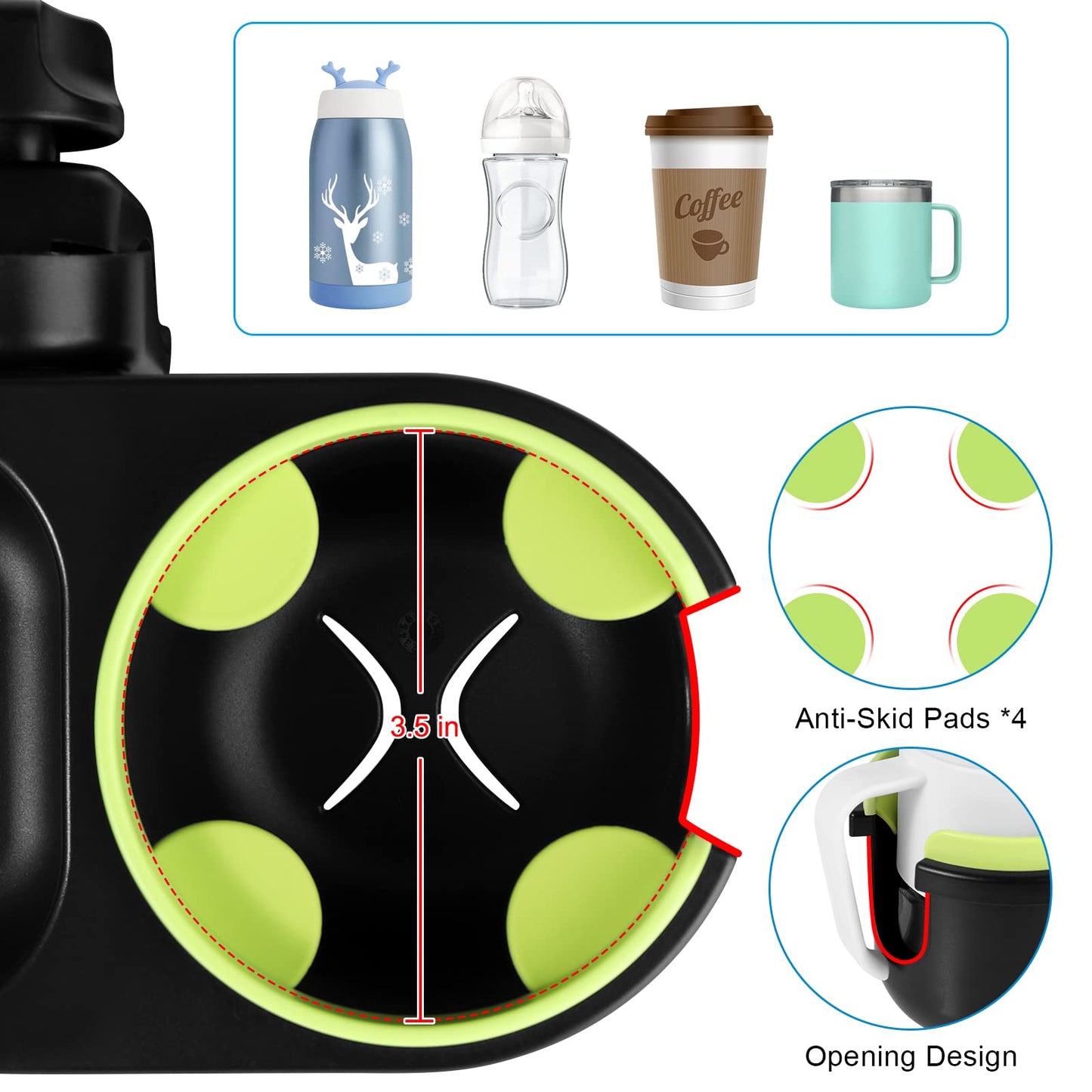 Accmor 2 In 1 Stroller Tray, Stroller Cup Holder Snack Tray, Non-Slip Grip Clip Stroller Accessory Stroller Tray Compatible With