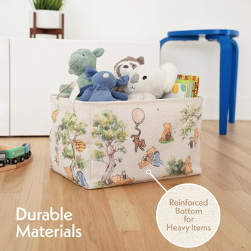 Sweet Baby Co. Classic Winnie Pooh Storage Nursery Basket With Hard Bottom Large Square Canvas Cotton Laundry Hamper Bin Waterpr