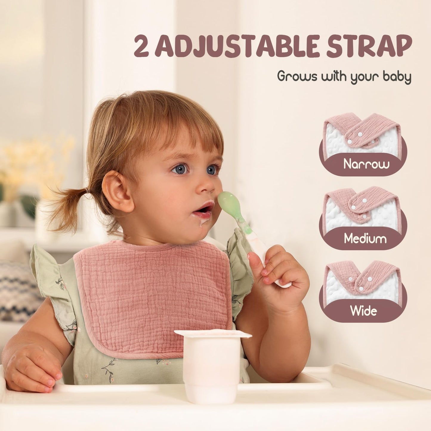 Poikshark 6-Pack Muslin Baby Bibs For Unisex Boys Girls, Soft Cotton Baby Drool Bibs, Solid Colors, Drooling And Teething Bibs F