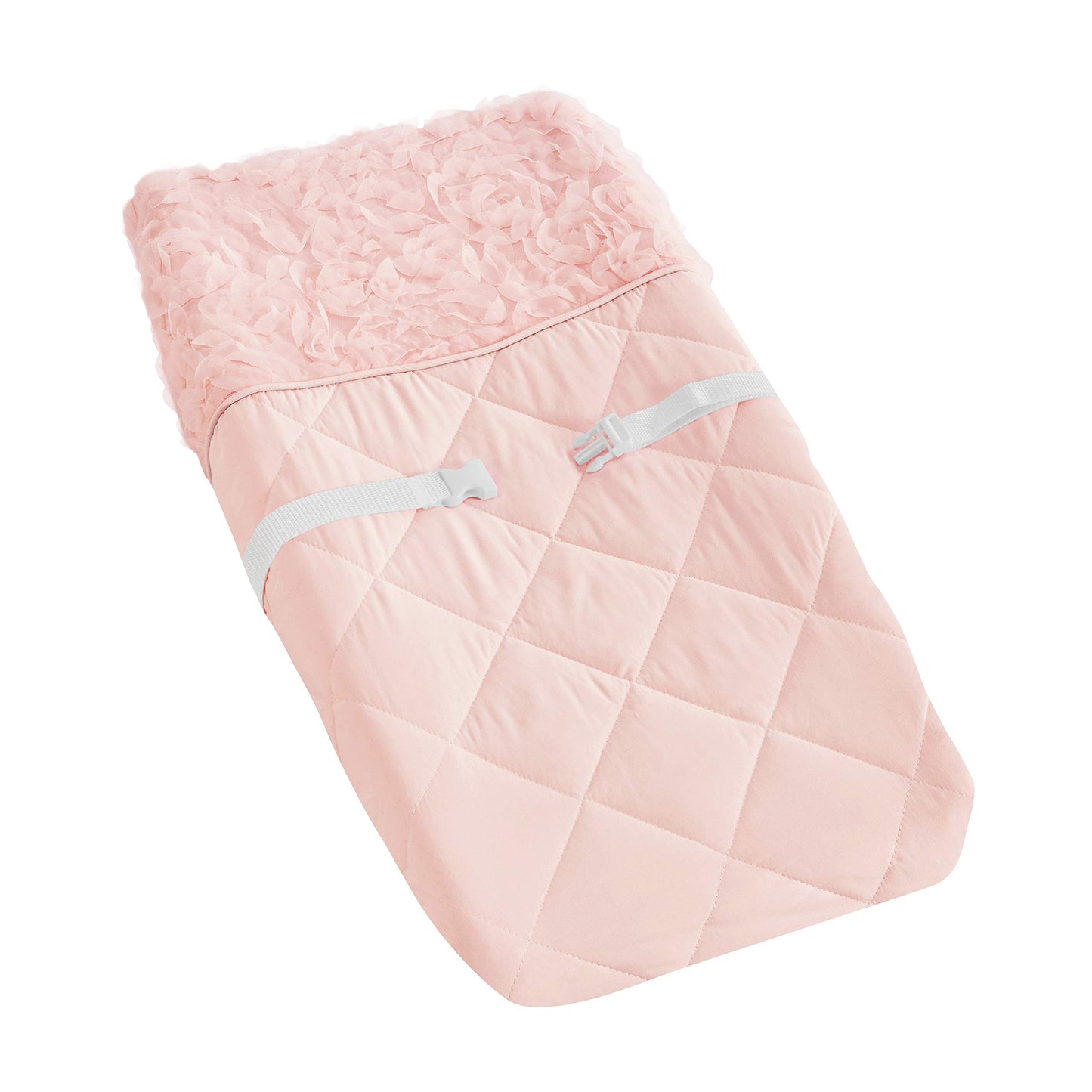 Sweet Jojo Designs Pink Floral Rose Girl Baby Nursery Changing Pad Cover - Solid Light Blush Flower Luxurious Elegant Princess V