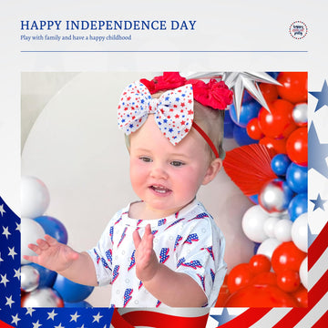Yanjie Fourth Of July Patriotic Hair Accessories: Star Spangled Newborn Headbands, Nylon Bows For Infant Toddler Girls In Red, W