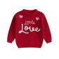 Toddler Girl Boys Valentine'S Day Knit Sweater Long Sleeve O Neck Letter Heart Embroidery Pullover Knitwear (Red, 6-12 Months)