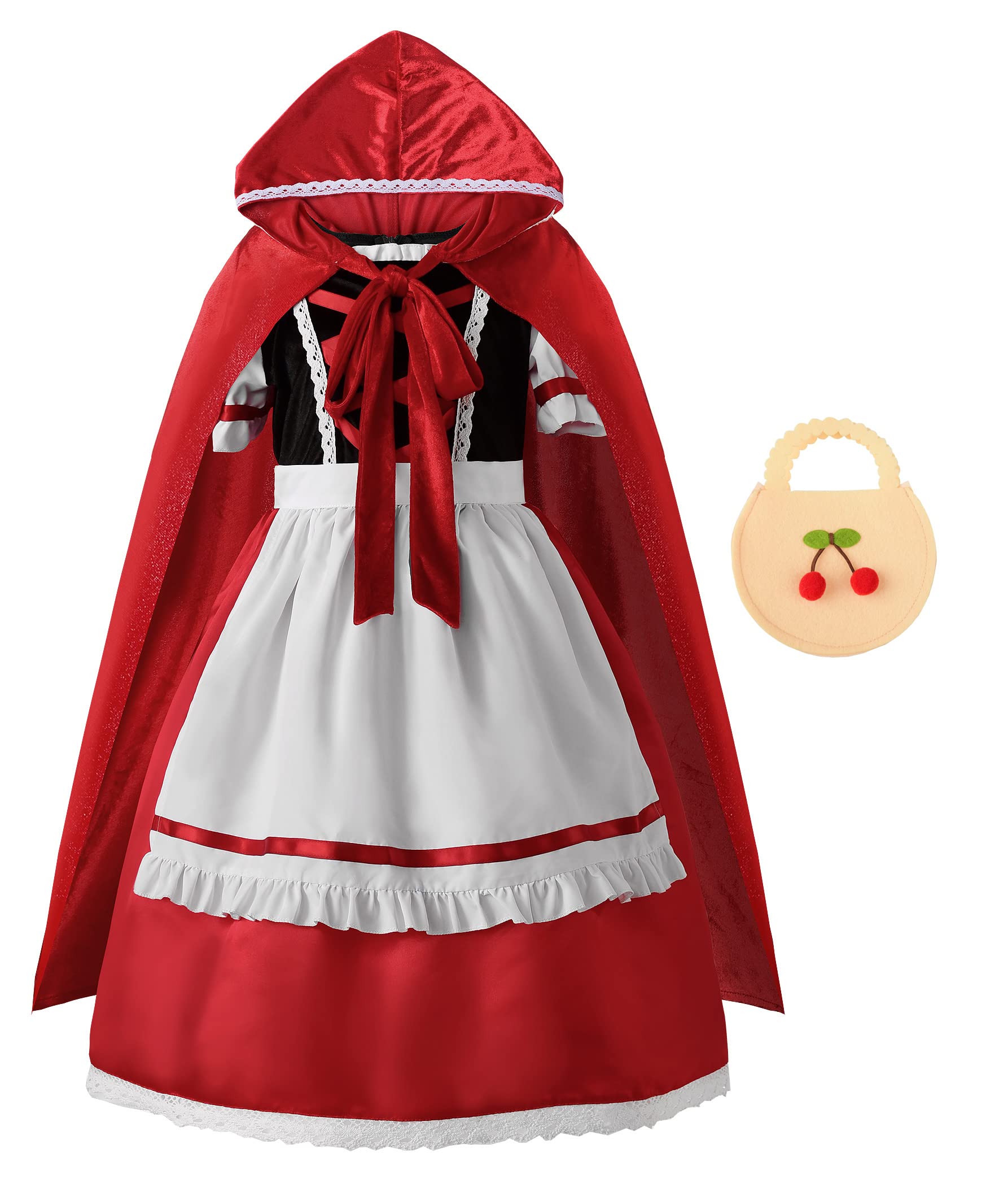 Reliparty Girls Costume For Girls Deluxe Costume Halloween Dress With Cloak,Apron, Bag, 100