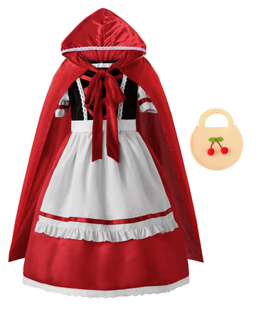 Reliparty Girls Costume For Girls Deluxe Costume Halloween Dress With Cloak,Apron, Bag, 100