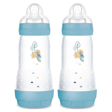 Mam 11Oz Easy Start Anti-Colic Baby Bottles, Fast Flow, Breastfeeding-Like Silicone Nipple, Reduces Colic, Gas, & Reflux, Easy-T