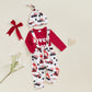 Beqeuewll Valentines Newborn Baby Boy 3Pcs Clothes Infant Long Sleeve Romper Cute Pattern Suspender Pants Overalls Outfits (Love