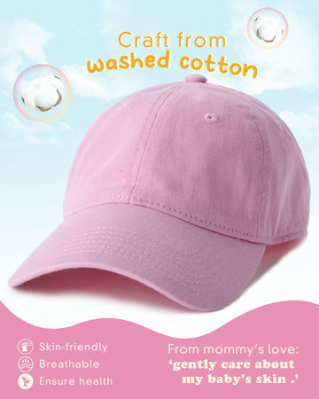 Furtalk Toddler Baseball Hat Kids Boys Girls Adjustable Washed Cotton Baseball Cap With Ponytail