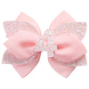 Pink Birthday Hair Bow for Baby Girls 1 2 3 4 5 6 Years Glitter Party Decoration Hair Accessories for Four 4th Birthday