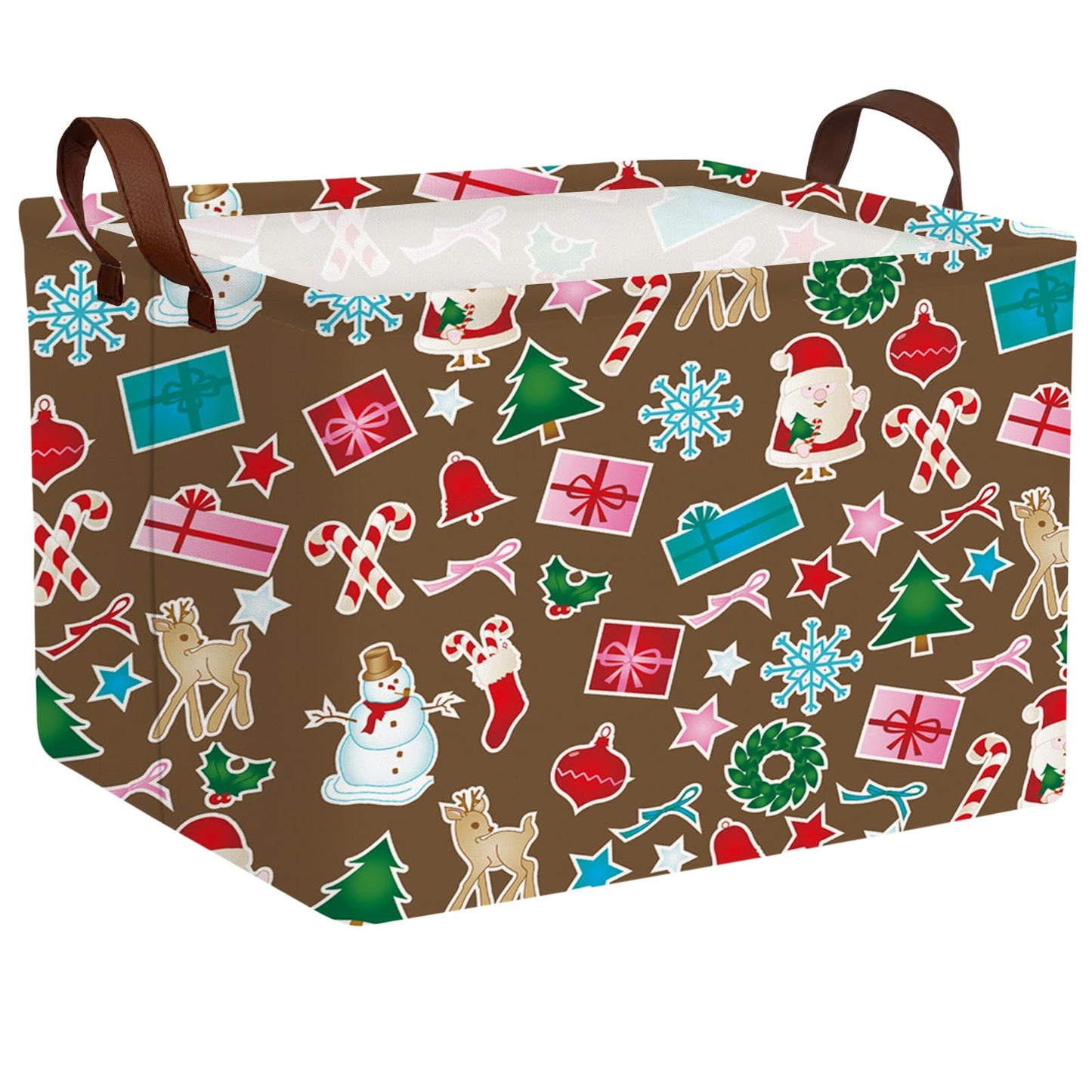 ASKETAM Empty Large Christmas Basket for Gifts Women Collapsible Storage Bin Kids Toy Box Holiday D  cor (Santa Claus Snowman Br