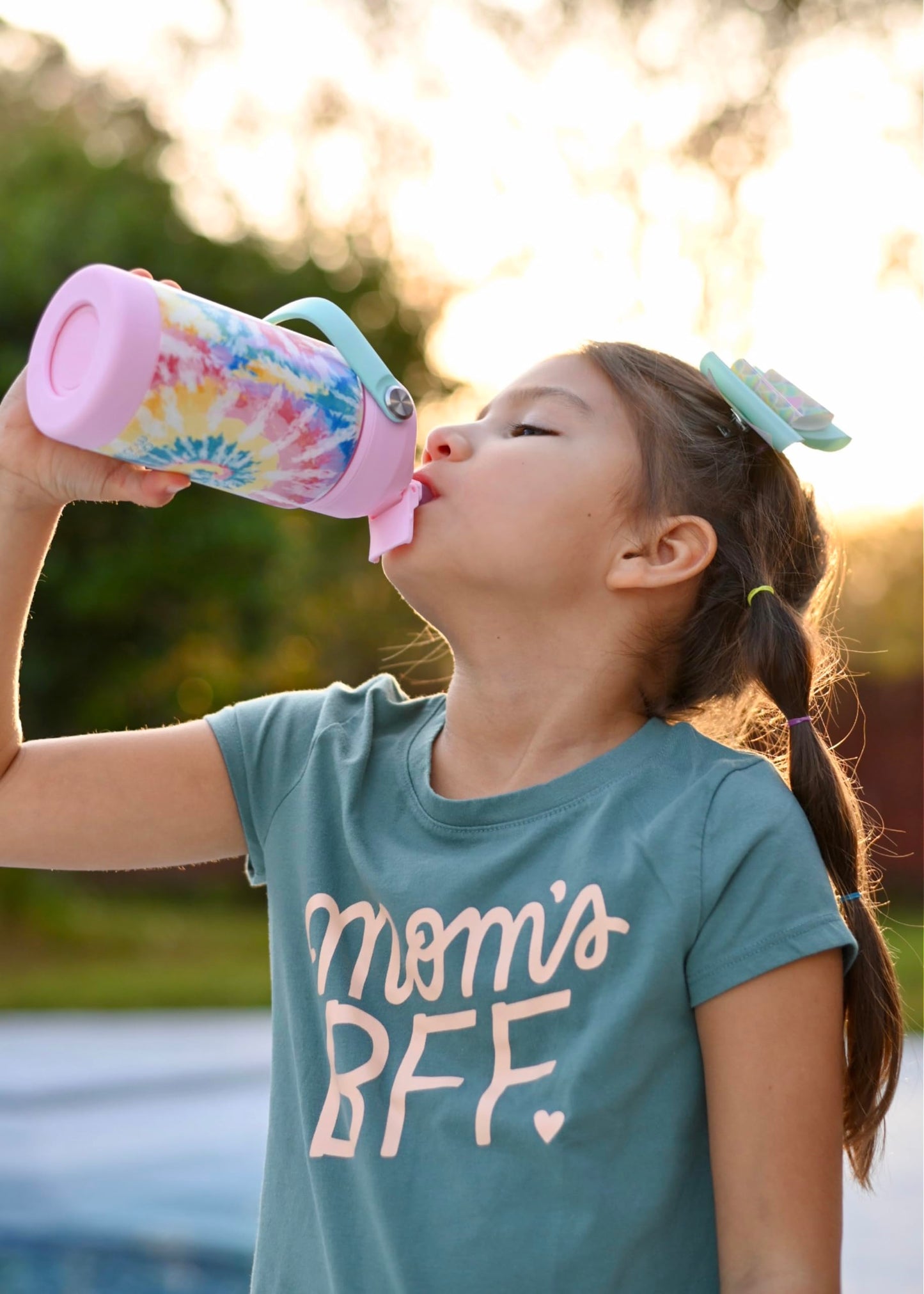 Choco Mocha Tie Dye Kids Insulated Water Bottle Kids Stainless Steel Water Bottle With Straw Spill Proof Metal Water Bottle For