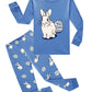 Little bety Toddler Boys Cotton Pajamas Kids Long Sleeve Sleepwear Holiday Pajamas Sets, Bluerabbit, 5T
