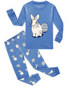 Little bety Toddler Boys Cotton Pajamas Kids Long Sleeve Sleepwear Holiday Pajamas Sets, Bluerabbit, 5T