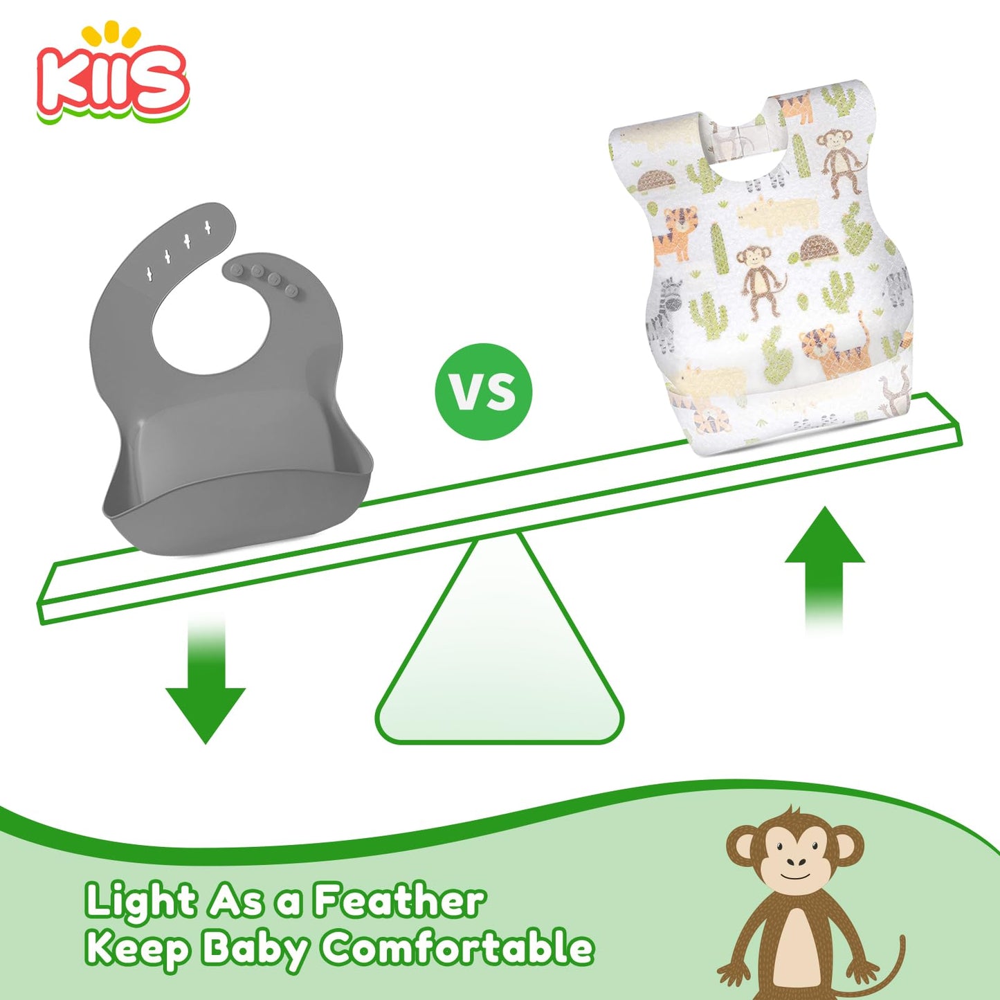 Kiis Disposable Baby Bibs With Large Crumb-Catching Pocket - Hygienic, Soft And Leakproof Eating, Travel Must Haves, 20 Count (A