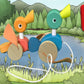 Janod Zigolos Pull Along Duck Family Early Learning and Motor Skills Toy with Flapping Feet Made of Beech and Cherry Wood for Ag