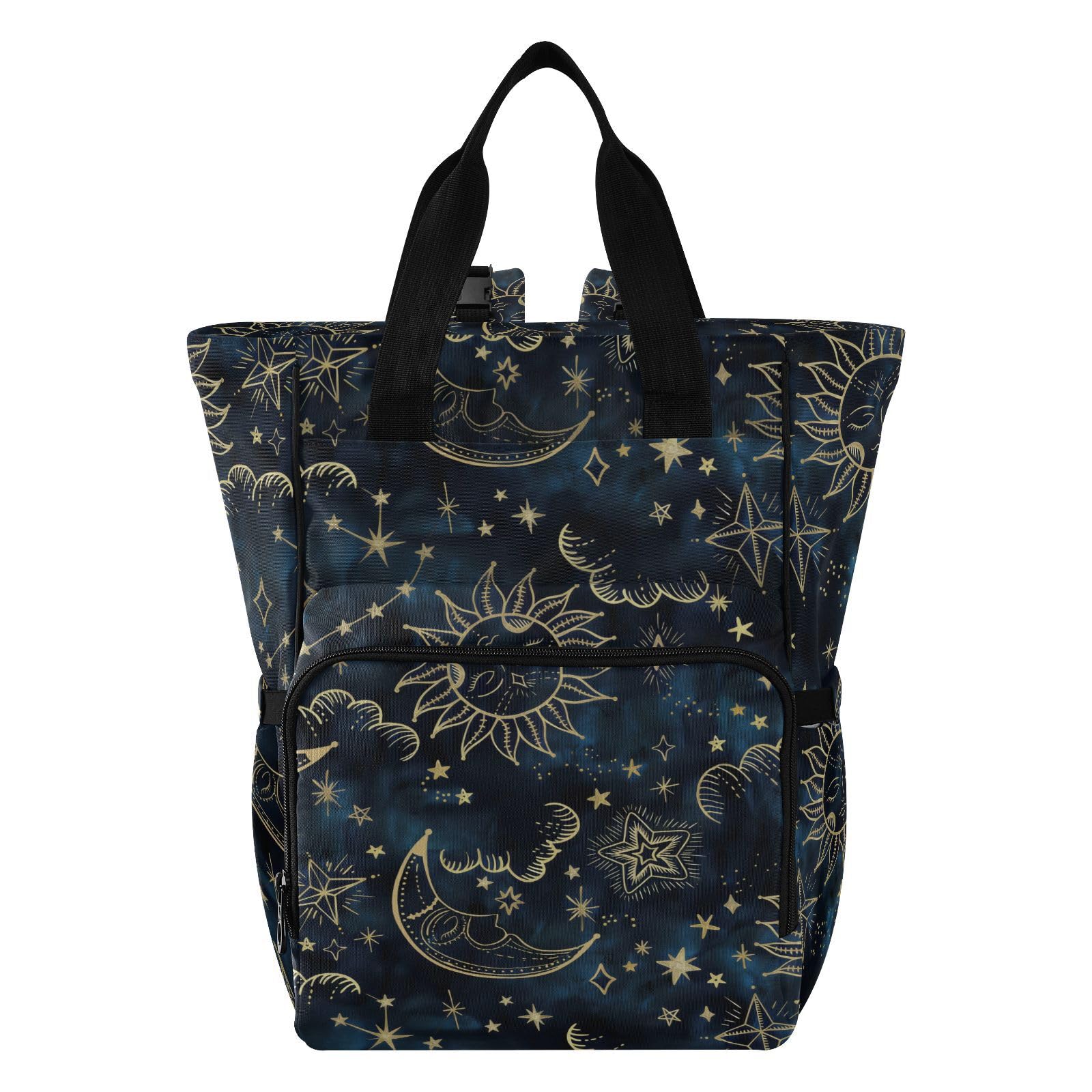 senya Diaper Bag Backpack, Sun Moon Boho Cosmos Astrology Multifunction Travel Bag for Moms Dads
