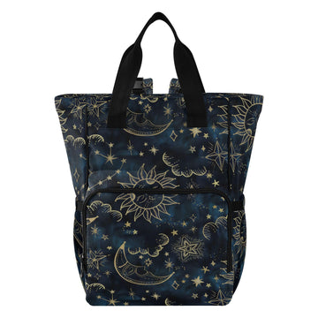 senya Diaper Bag Backpack, Sun Moon Boho Cosmos Astrology Multifunction Travel Bag for Moms Dads
