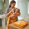 Mee Mee Soft Absorbent Bamboo Cotton Baby Towel | Reversible Baby Towel with Quick Absorb (Orange) 90X90 CM
