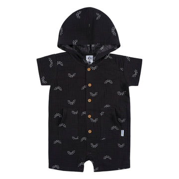 Gerber Baby Boys Hooded Cotton Romper, Sunrise, 18 Months