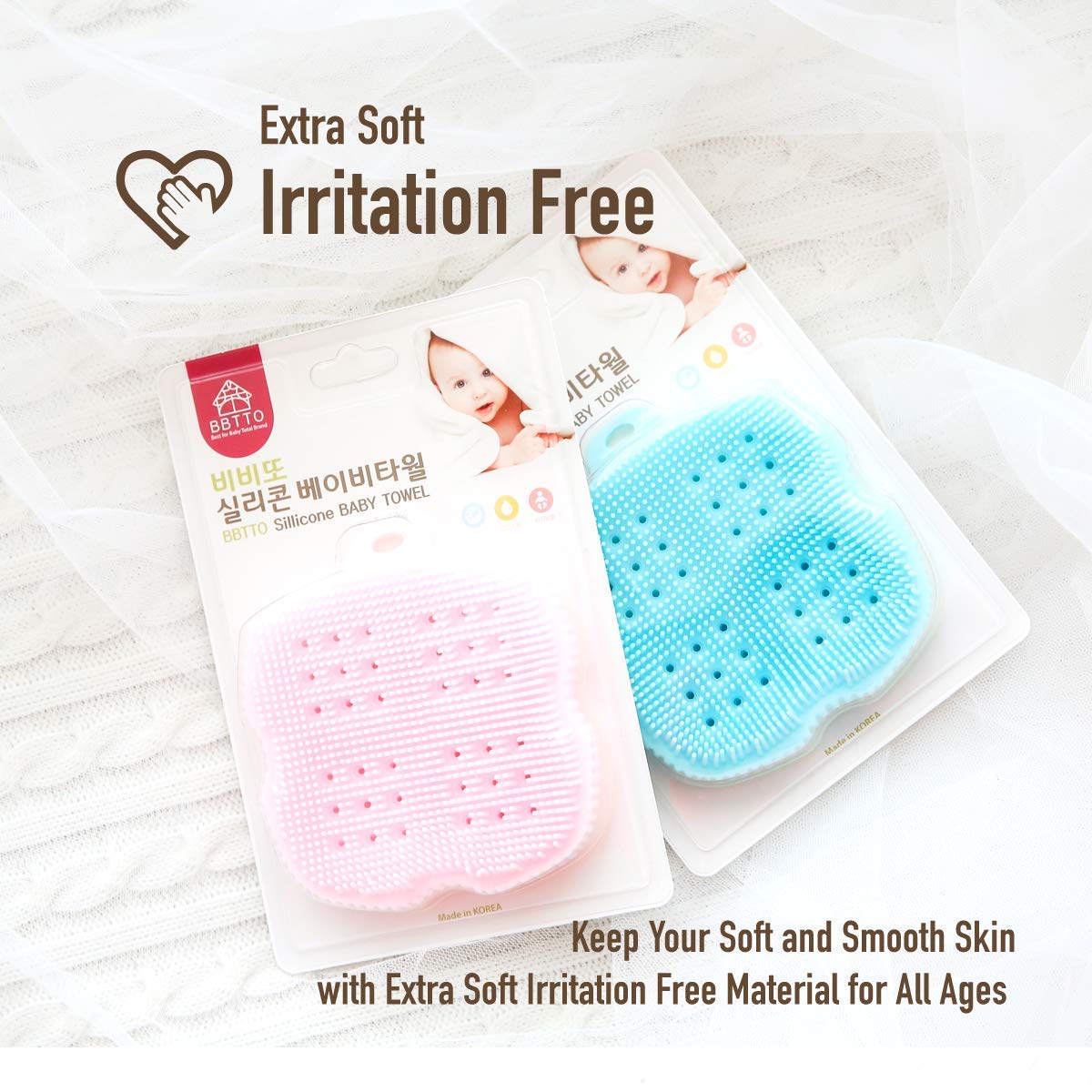 Infantco Ultra Soft Silicone Bath Scrubber Sponge | For Baby And Dryskin (Baby Blue)
