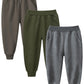 Gfqlong Toddler Boys 3 Pack Cotton Active Jogger Sweatpants,Kids Casual Athletic Solid Pocket Pull On Pants,Coffee+ Dark Grey+ A