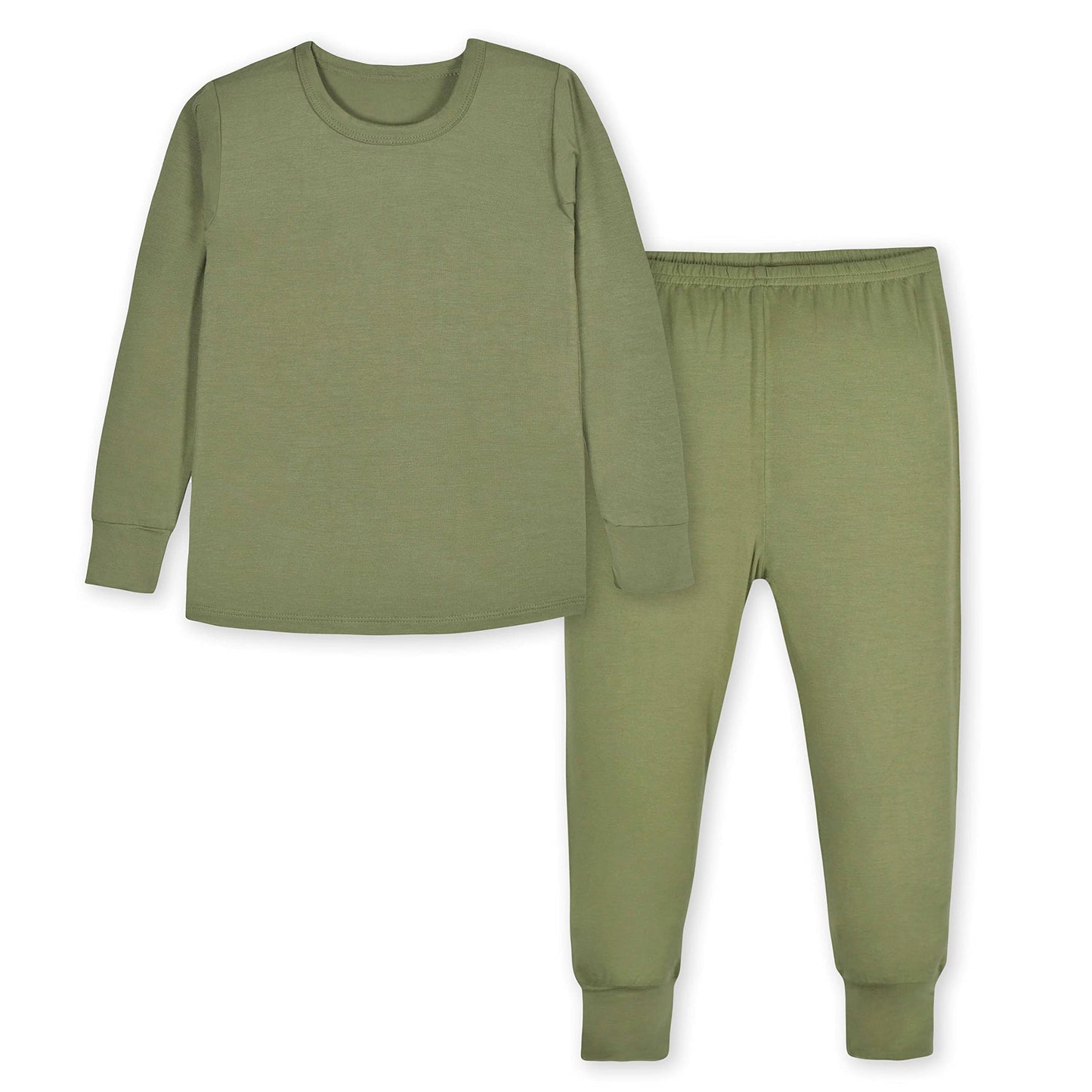 Gerber Unisex Baby Toddler Buttery Soft 2-Piece Snug Fit Pajamas With Viscose Made From Eucalyptus, Olive, 4T