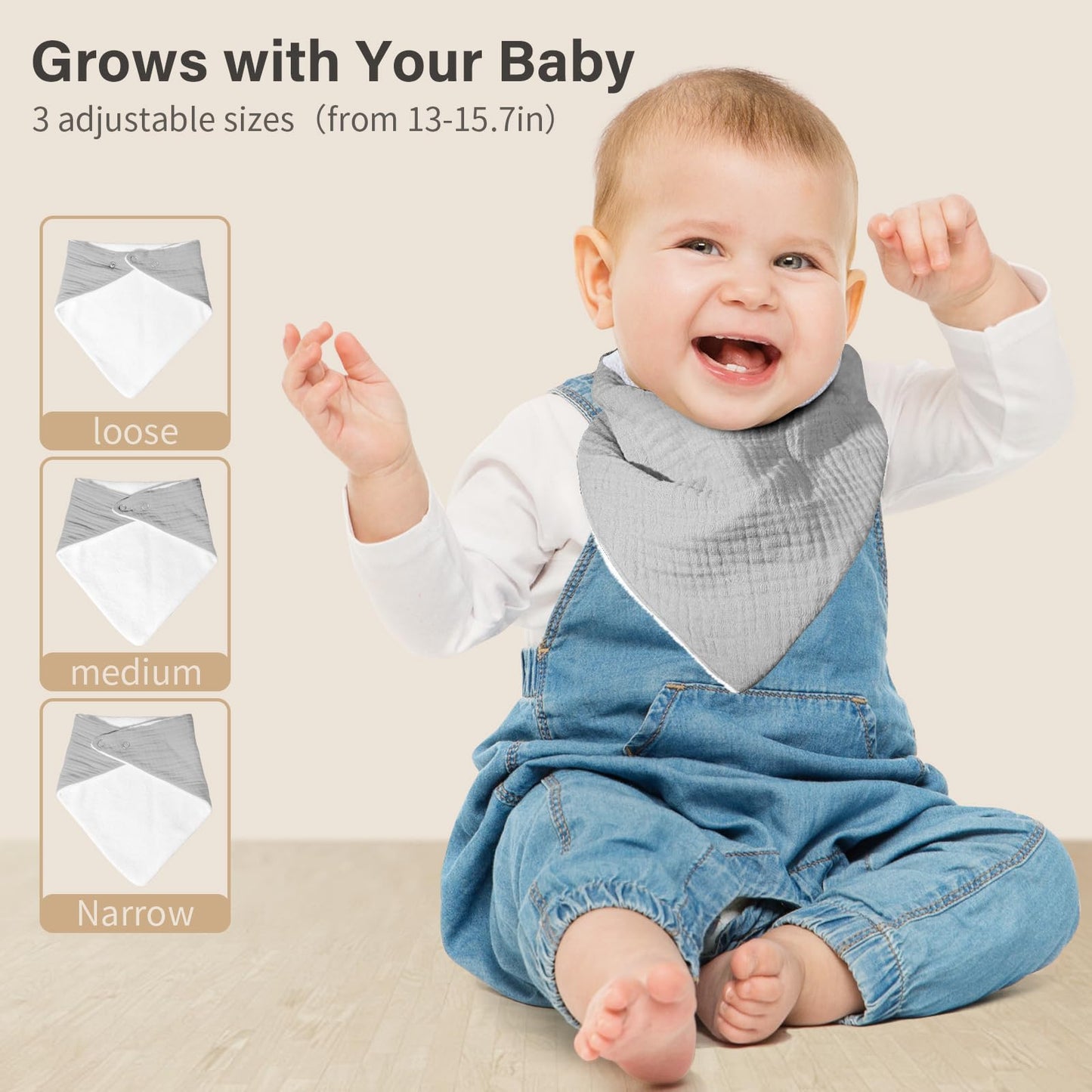 Nisxabebe Muslin Baby Bibs,6 Pack, Baby Bandana Drool Bibs 100% Cotton For Baby Boy Girl,Solid Colors Bib For Drooling Teething(