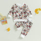 Baby Girl Clothes Valentines Day Outfits Long Sleeve Fall Winter Infant Toddler Sweatshirt Top Pants Set (Rugby&Flower, 0-6 Mont
