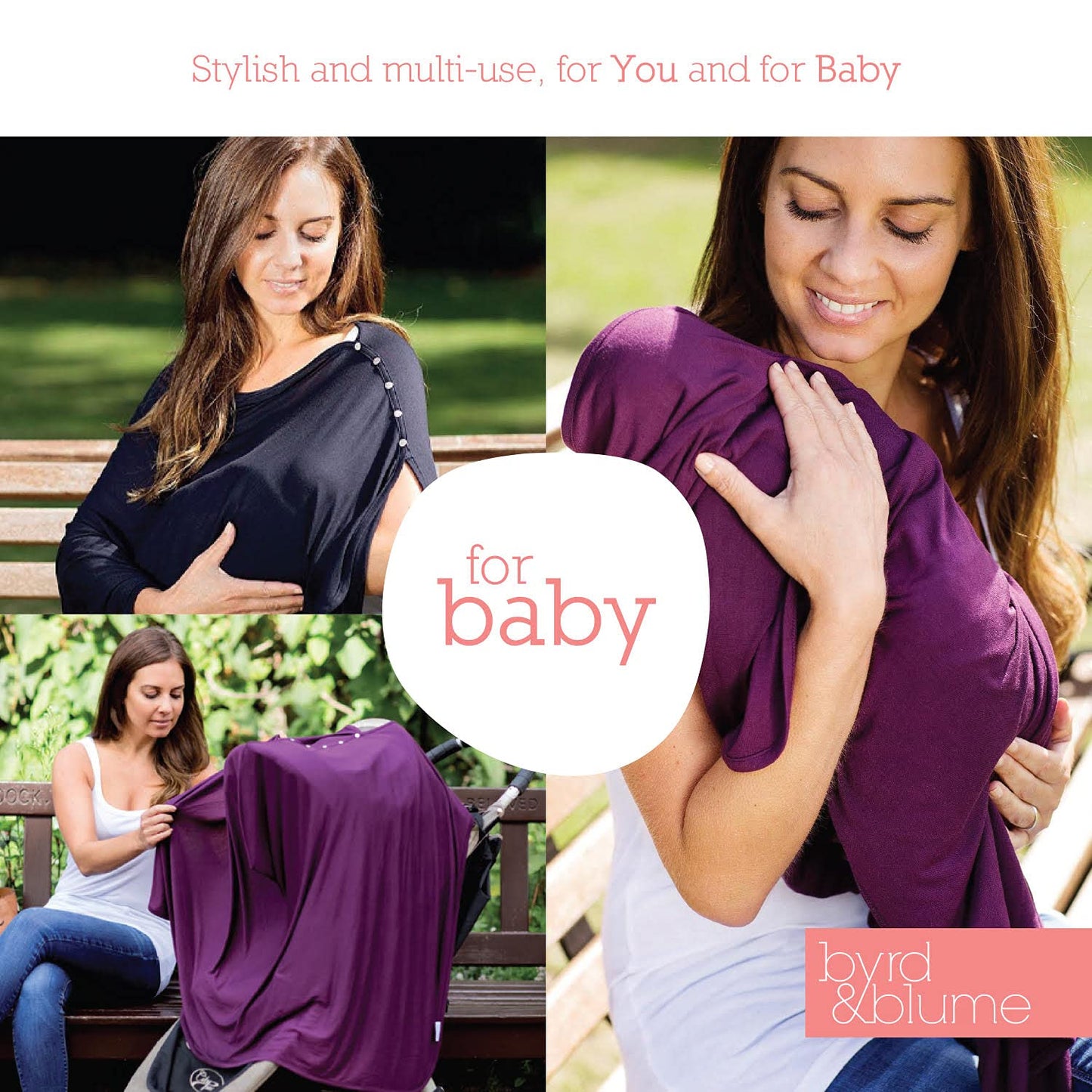 Byrd & Blume Maternity Nursing Cover Breathable Lightweight Breastfeeding Cover Wrap Shawl Scarf Poncho Full 360 (Navy, One Size