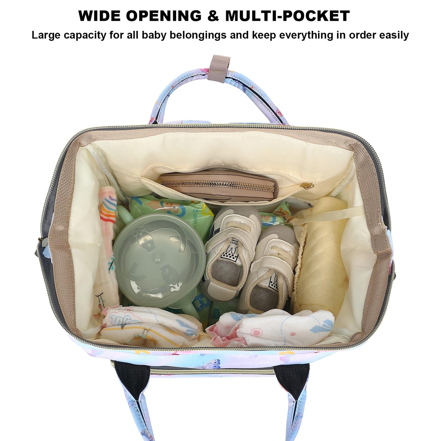 Butterfly Baby Diaper Bag Backpack For Girls Boys, Waterproof Large Maternity Nappy Bags For Mom