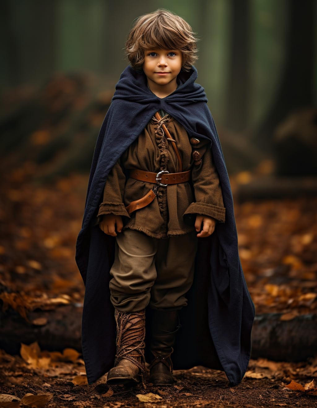 Homelex Blue Renaissance Costume For Boys - Kids Medieval Cloak With Hood Halloween Ranger Wizard Elven Hooded Cape Robe