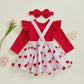 Christmas Baby Girl Outfit Newborn Cute Elk Fly Sleeve Romper Overall Dress Infant Girls Fall Winter Skirt Set (Heart Valentines