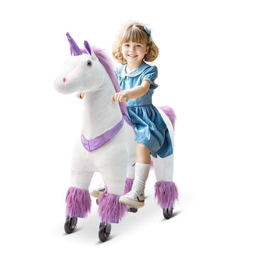 Pipleo Ride on Unicorn Toy for Kids 4 to 9 Years, Unicorn Ride on Toy, Ride on Unicorn Mechanical Plush Animal, No Battery or El