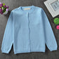 Gsvibk Girls Cardigan Long Sleeve Crewneck Cardigans Solid Knit Button Sweater Cardigan Baby Girl 2-3Y Blue 6112