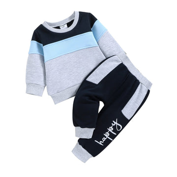 Focici Baby Boy Clothes Infant Fall Long Sleeve Outfits Winter Clothing Sweatshirt Pants 2Pcs Set Blue 6-9 Momths