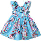 Fioukiay Toddler Baby Girls Floral Casual Dresses Clothes Holiday Beach Sundress Skirts Spring Overall Outfits(Blue&Floral,0-6Mo